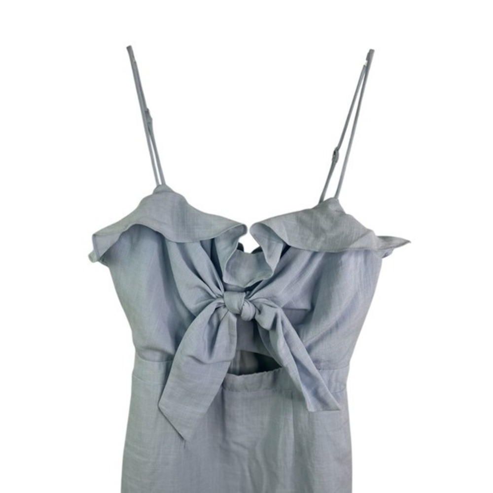SELFIE LESLIE S Women Pico Tied-Knot Bust Ruffle Mini Dress Steel Blue Feminine - Picture 5 of 12